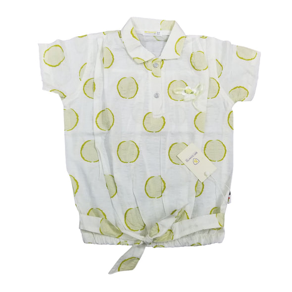 Girls White Yellow Cotton Top